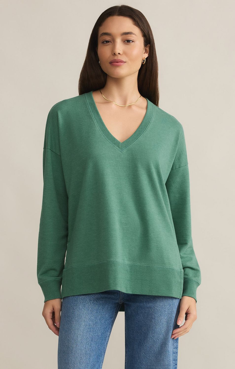 Modern V Neck Weekender, Color: botanical green, Size: xs