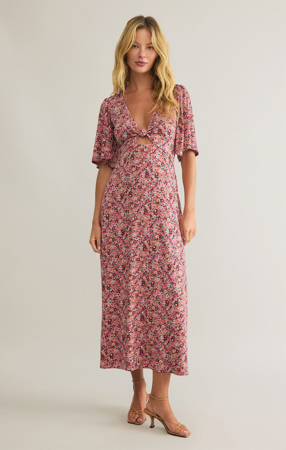 Mavis Dulce Floral Midi Dress, Color: rose mauve, Size: xs