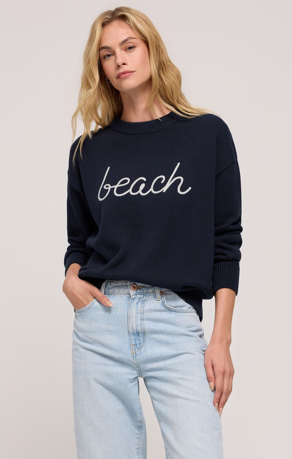 Beach Boyfriend Sweater, Color: eclipse, Size: xs