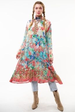 Alysia Dress, Color: coral teal, Size: sm