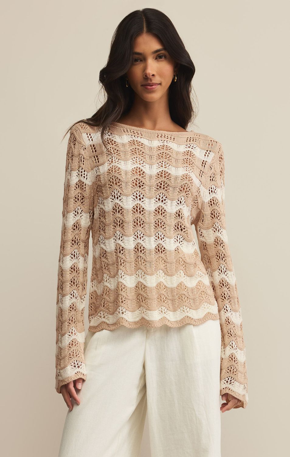 Azura Stripe Crochet, Color: panna cotta, Size: xs