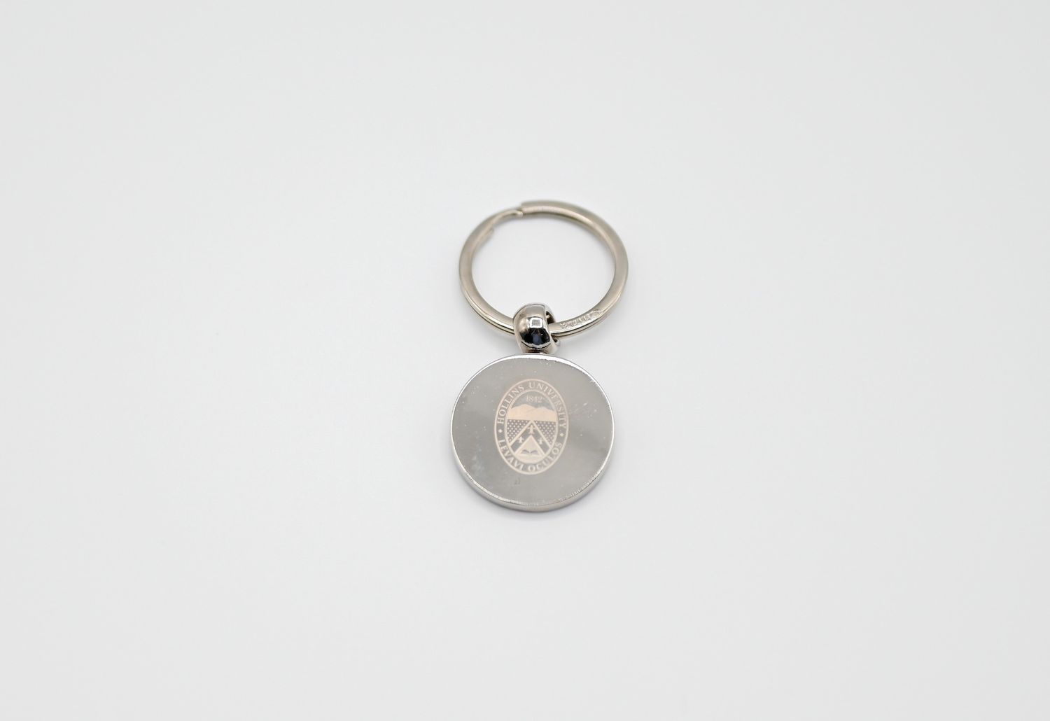 Round Silver Keychain w/ Hollins