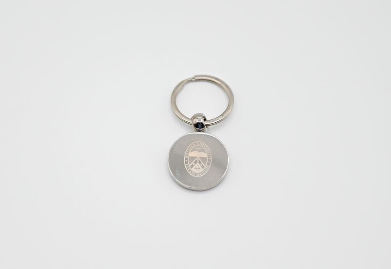 Round Silver Keychain w/ Hollins