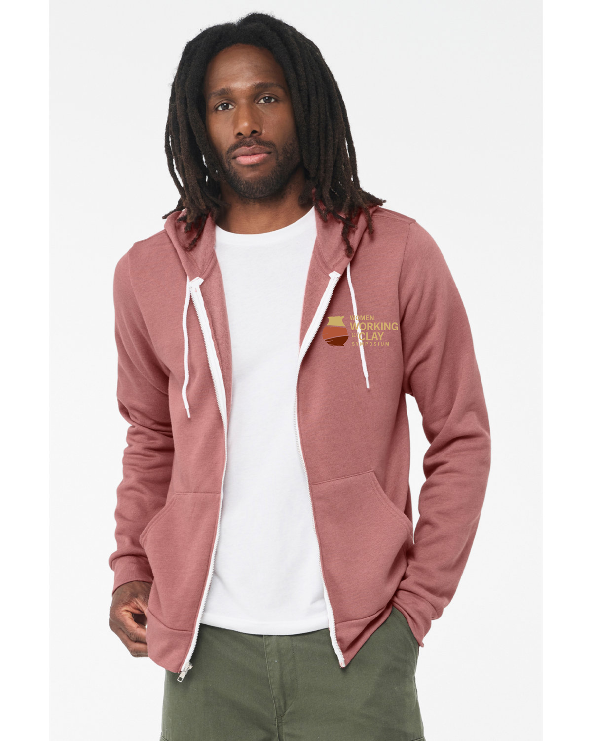 WWWC - Full Zip Hoodie, Color: Heather Mauve, Size: Small, Logo: Clay