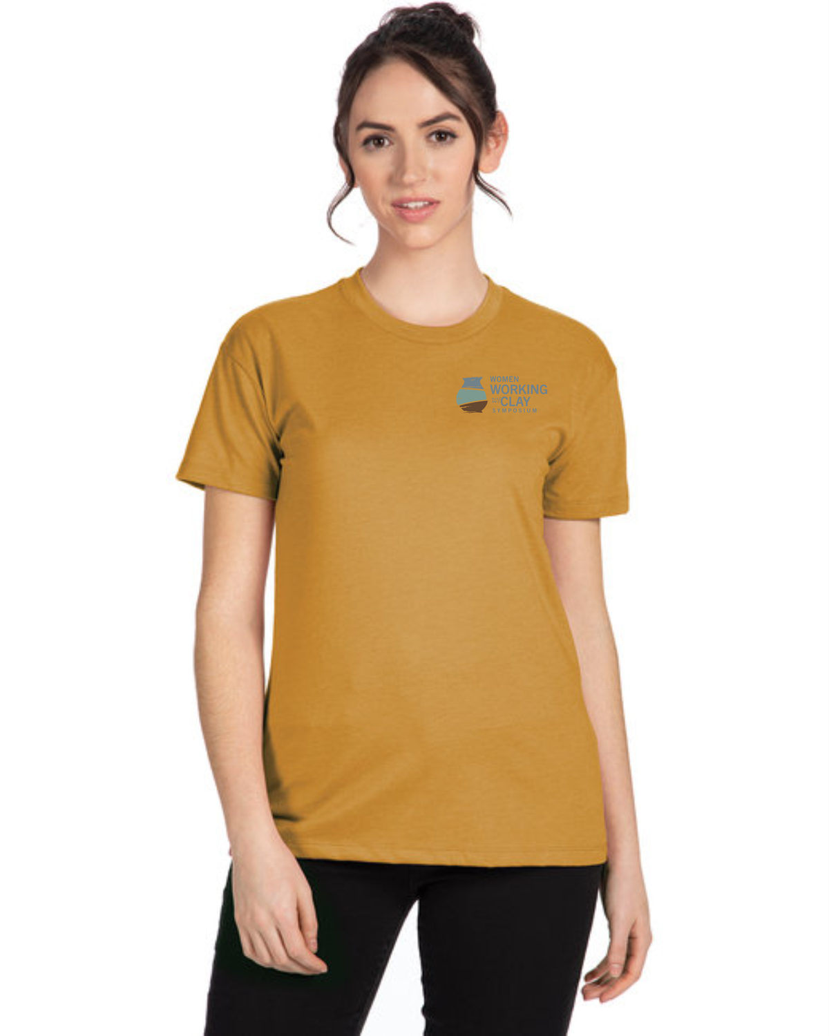 WWWC - Ladies Harv Gold T-Shirt, Color: Harv Gold, Size: Small, Logo: Blue/Green/Brown
