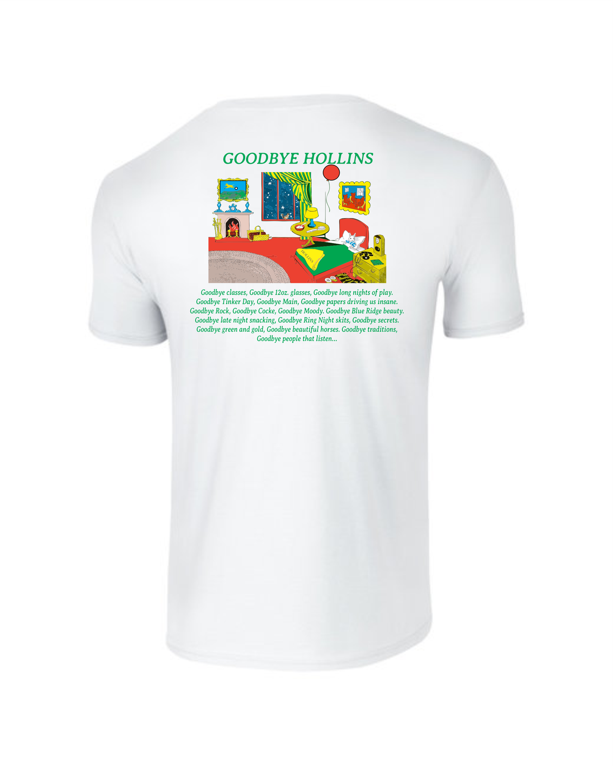 Goodbye Hollins Tshirt, Color: White, Size: Small