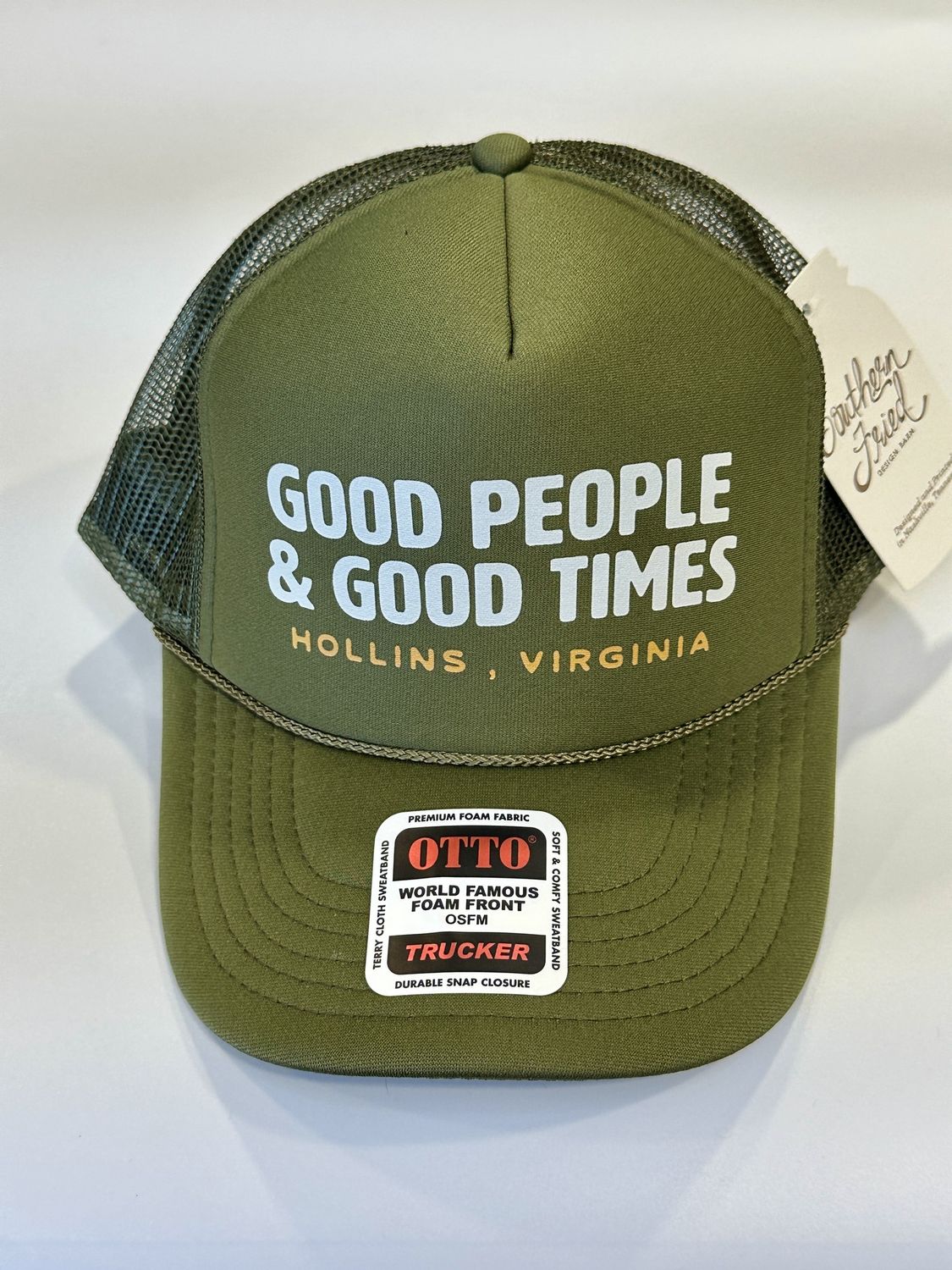 Green/Gold Hat w/ script Hollins