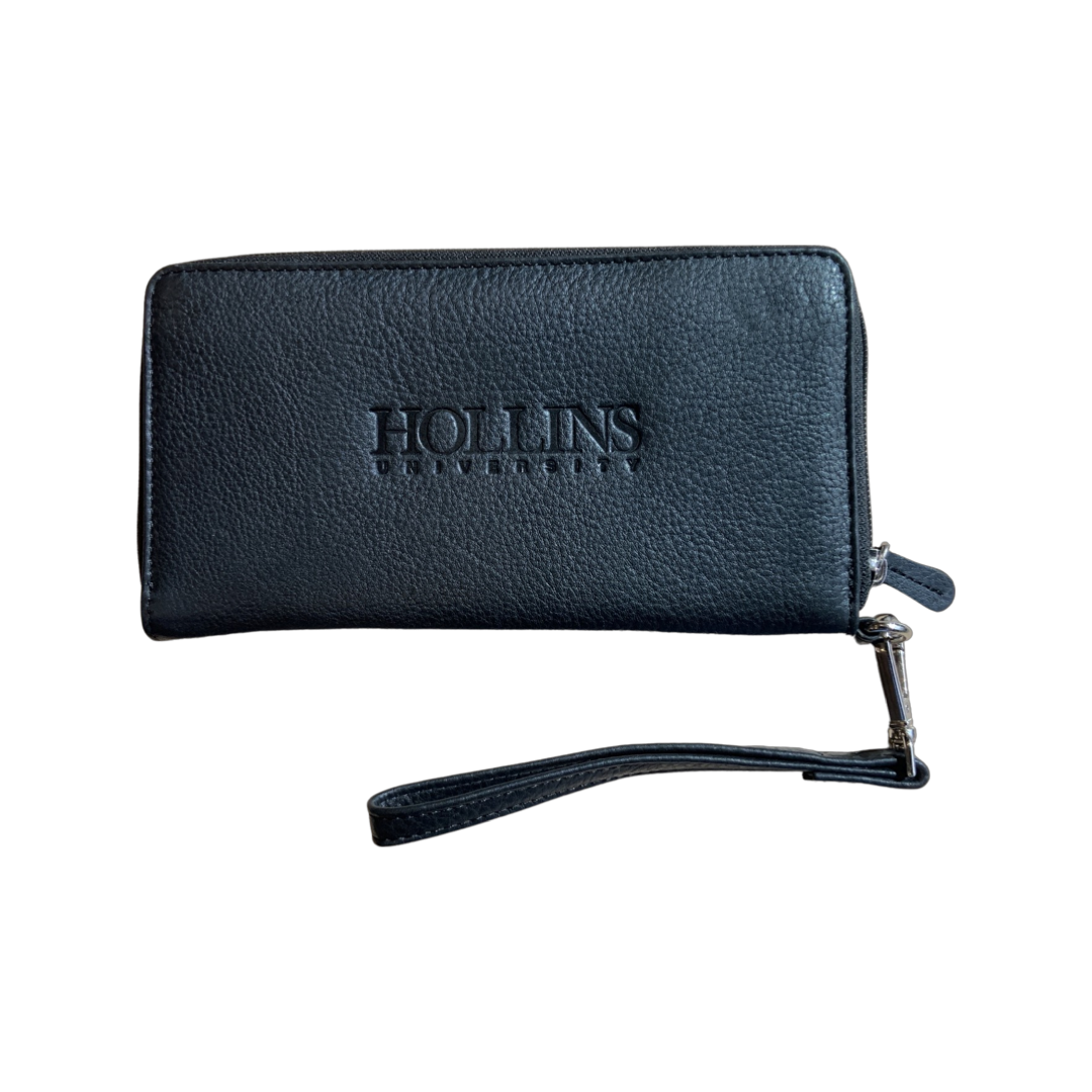 Leather wristlet, Color: Black