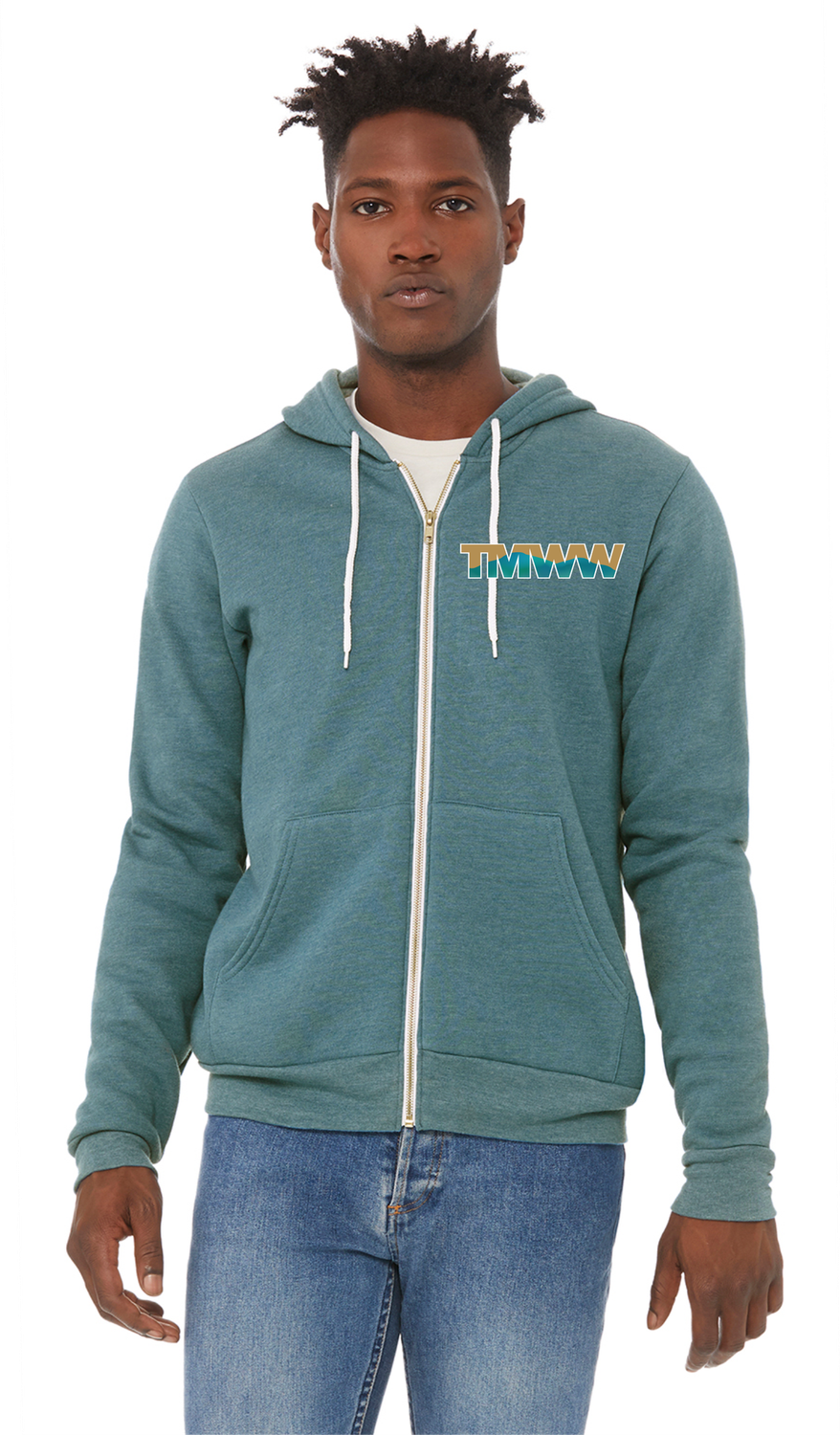 TMWW - Full Zip Hoodie, Color: Deep Teal, Logo: TMWW Logo, Size: Small