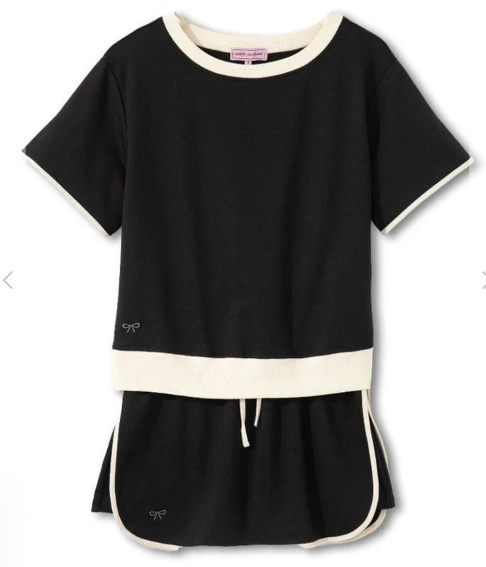 Simply Southern Shirt &amp; Skort Set Black &amp; Cream