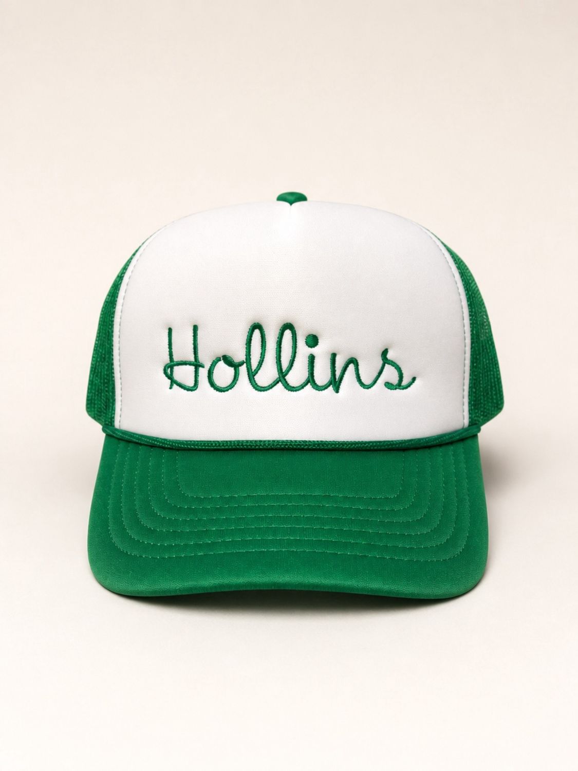 Hollins Fun Script Cap, Color: Foam Kelly/White