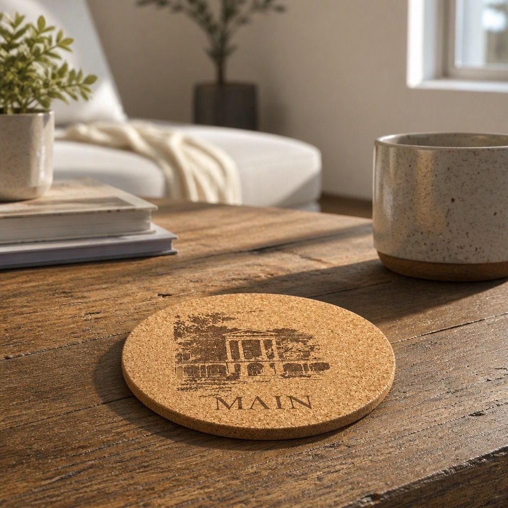 Round Cork Coasters - Buildings