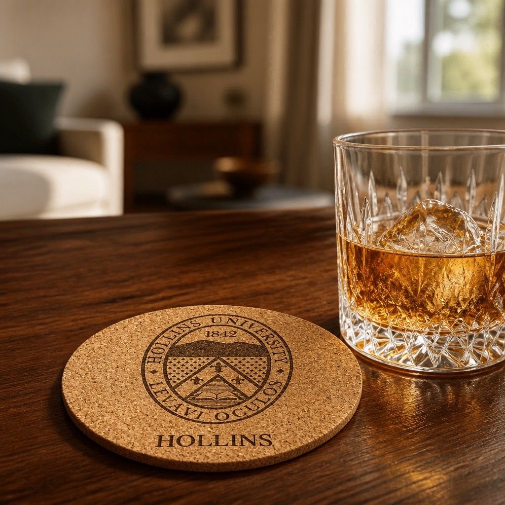 Round Cork Coasters Hollins Seal, Size: Individual