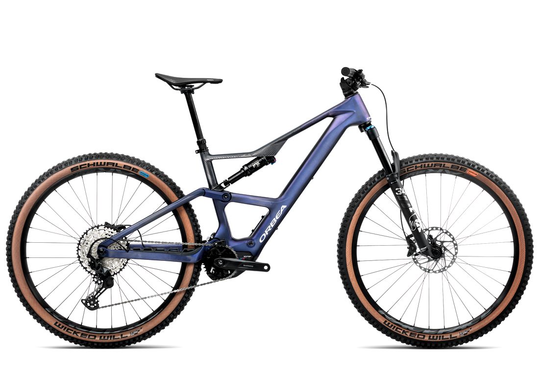Orbea Rise SL M10 420W Electric Mountain Bike in Tanzanite/Black, Large - Available at Suck Creek Cycle