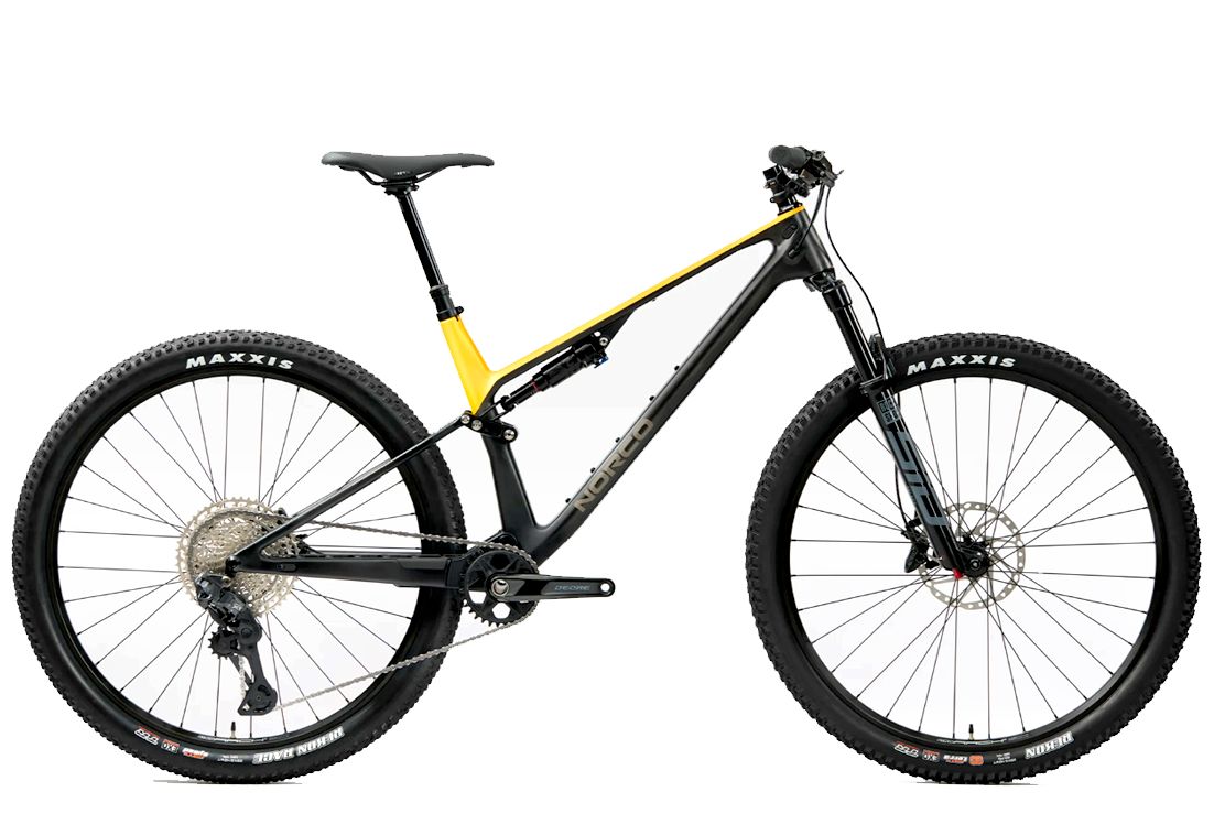 Norco Revolver C2 120 Yellow Black carbon trail race bike with 120mm travel and XT Di2 shifting now at Suck Creek Creek