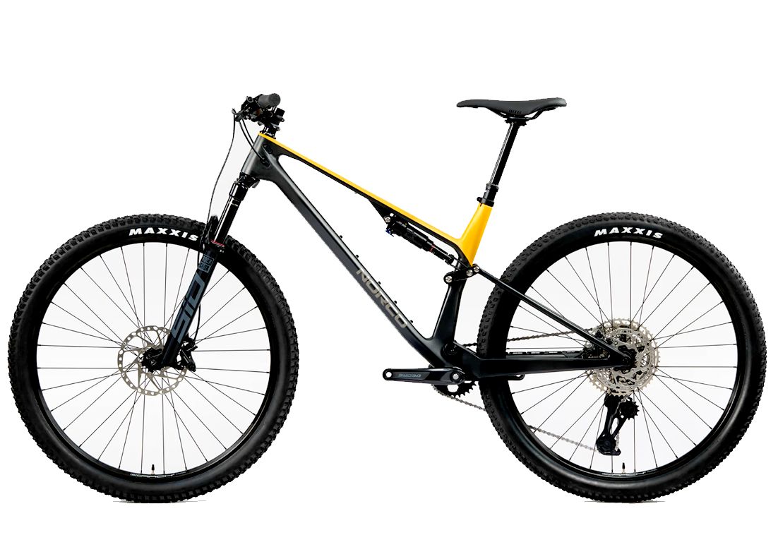 Norco Revolver C2 120 Yellow Black carbon trail race bike with 120mm travel and XT Di2 shifting now at Suck Creek Creek