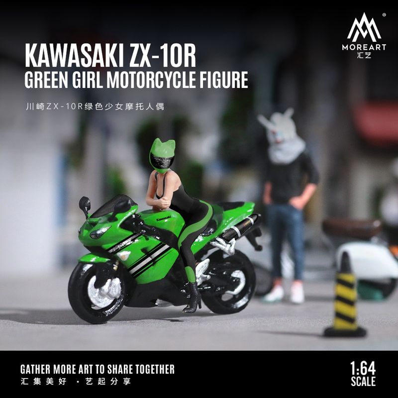 Diorama 1/64 Kawasaki ZX-10R Green Girl Motorcycle