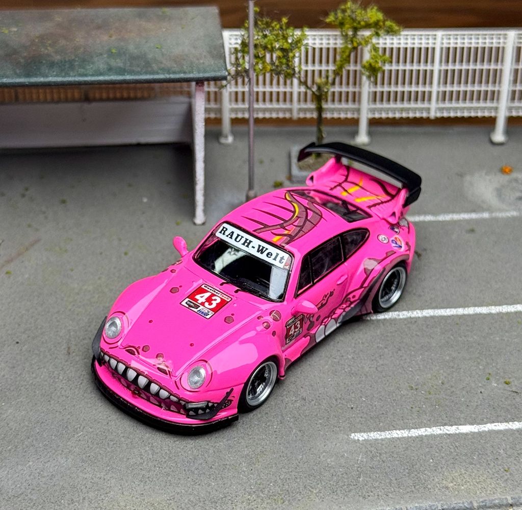 ED Flame 1:64 Pink &amp; Green Dinosaur #43 RWB 993 Sports, Colour: Pink