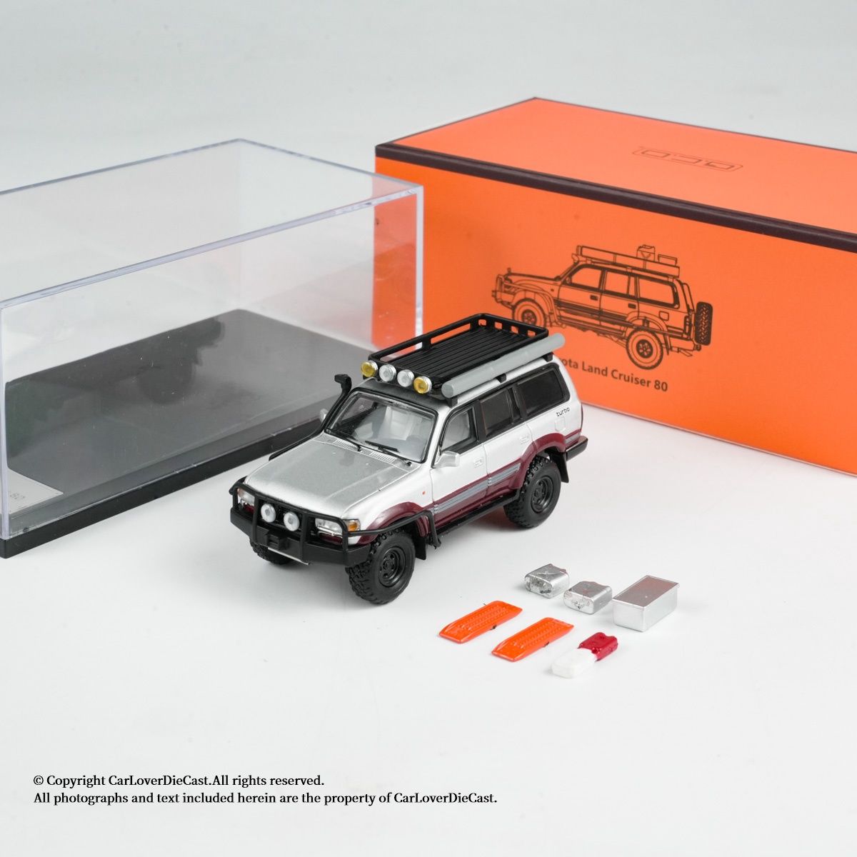 GCD 1/64 Scale Land Cruiser LC80 Silver/Red