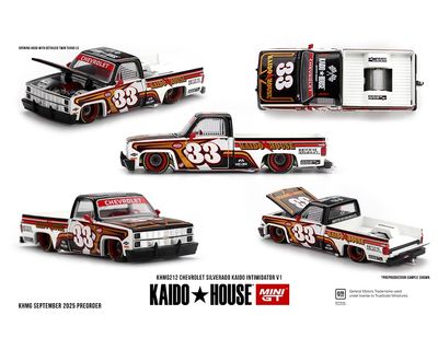Kaido House x Mini GT Chevrolet Silverado KAIDO Intimidator V1 – White w/ Brown