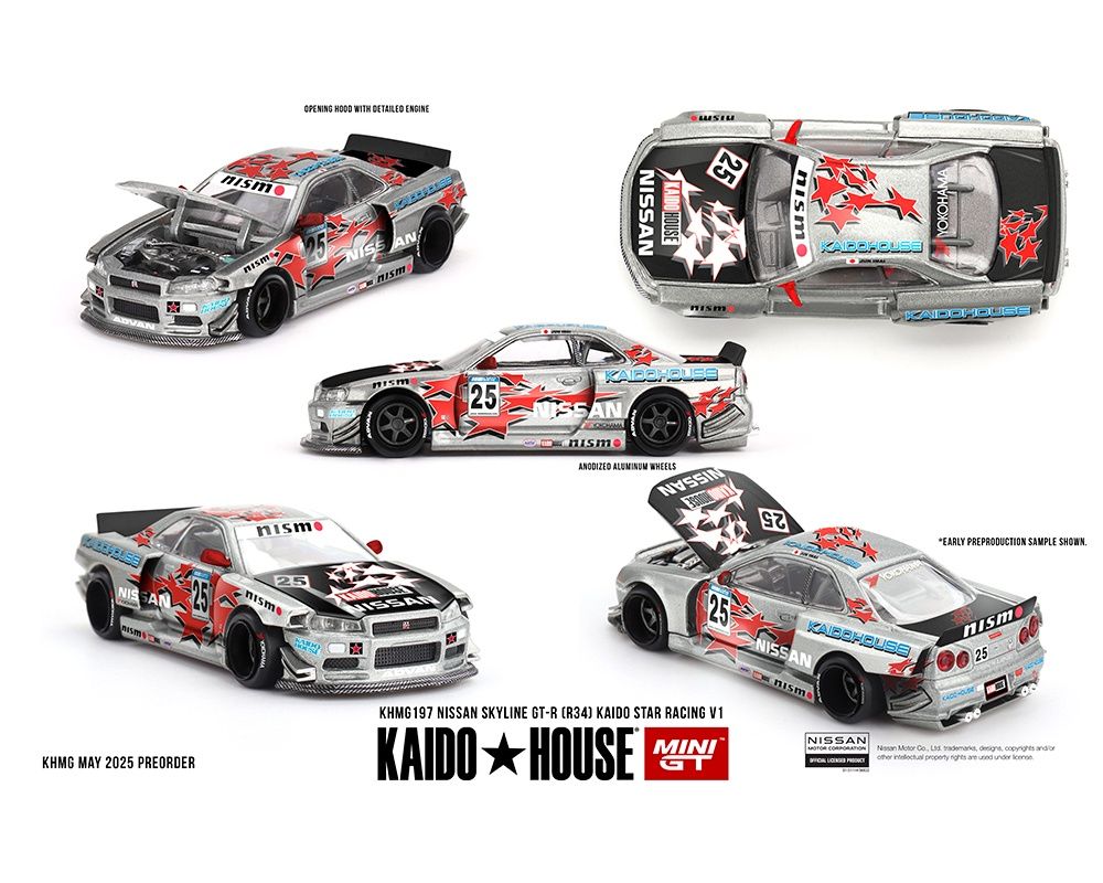Kaido House x Mini GT 1:64 Nissan Skyline GT-R (R34) Kaido Star Racing V1