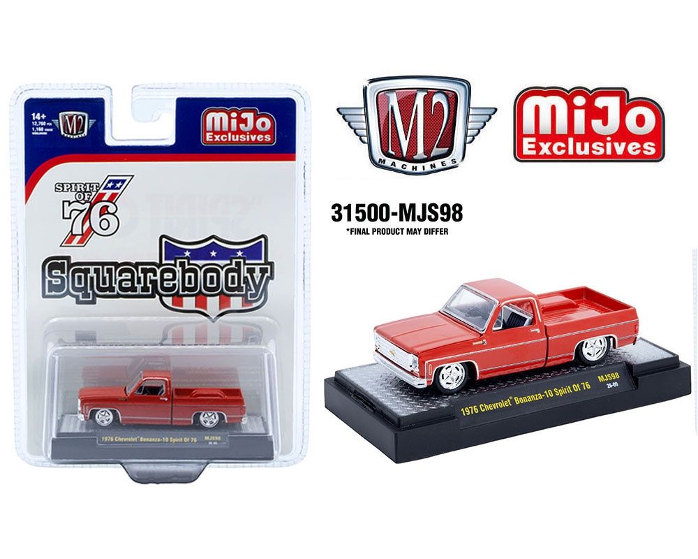 M2 Machines 1:64 1976 Chevrolet Silverado Bonanza-10 SPIRIT OF 76 Squarebody