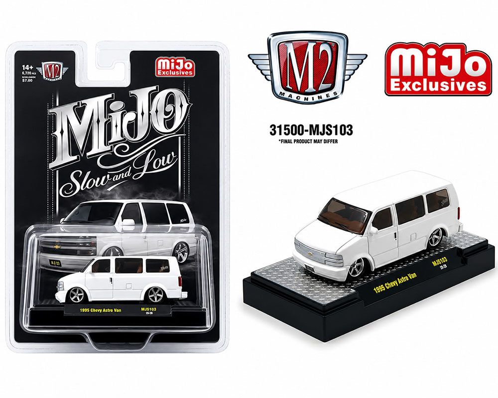 M2 Machines 1:64 1995 Chevrolet Astro Van Custom Slow &amp; Low – White