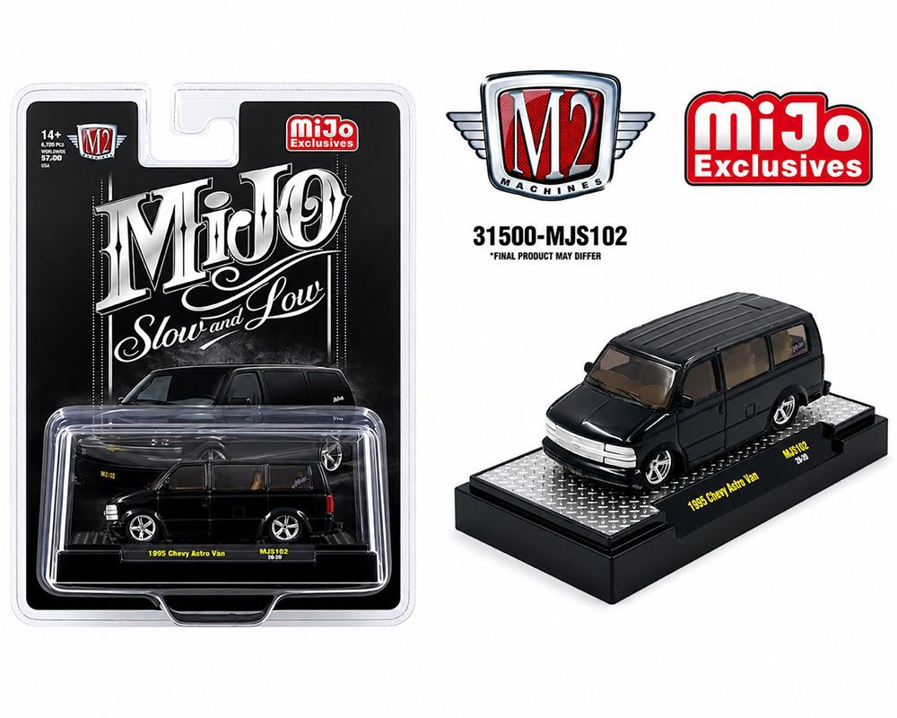 M2 Machines 1:64 1995 Chevrolet Astro Van Custom Slow &amp; Low – Black