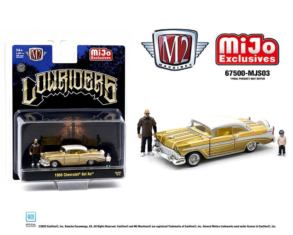 M2 Machines 1:64 Diorama Series 1956 Chevrolet Bel Air Lowriders with 2 Dad &amp; Son Figures