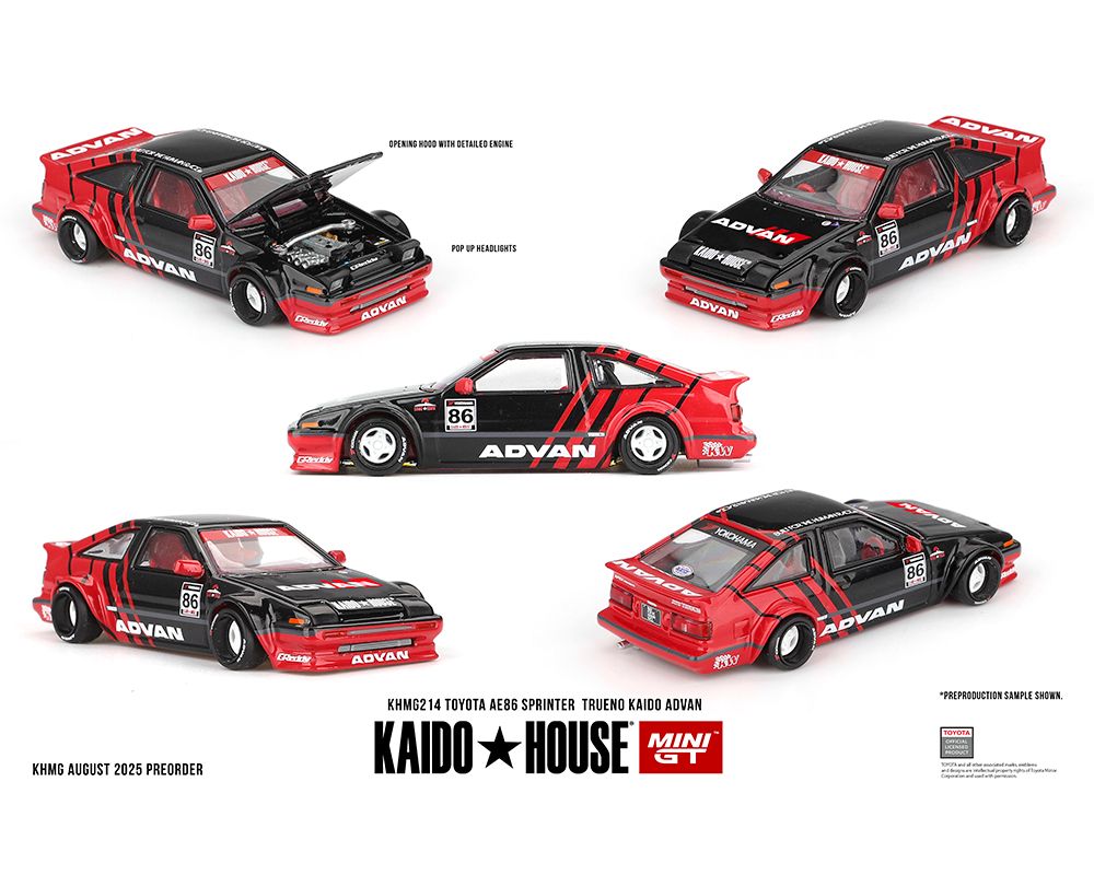 Kaido House x Mini GT Toyota AE86 Sprinter Trueno ADVAN