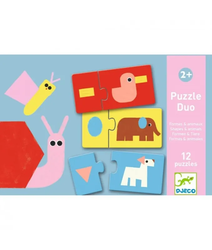 Djeco - Puzzel Duo - Dieren en vormen