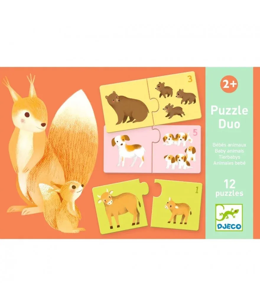Djeco - Puzzel Duo - Baby Dieren