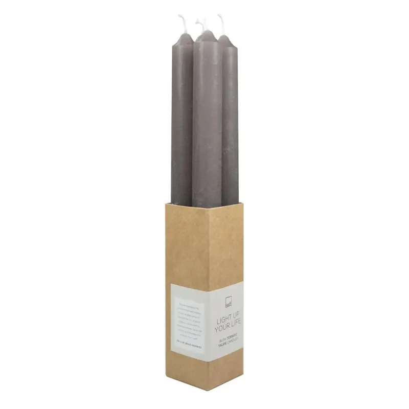 Dinerkaarsen &#39;Dewi&#39; (Set van 4) - Taupe