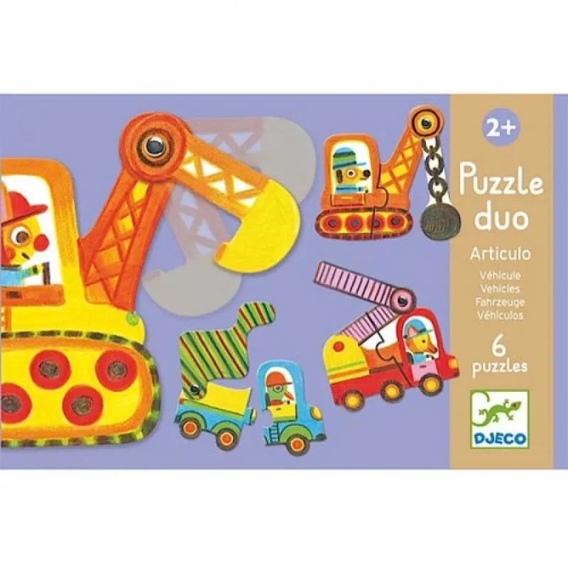 Djeco -  Puzzel Duo - Voertuigen
