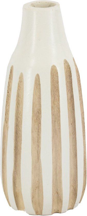Houten vaas Stripes - Ying - Wit