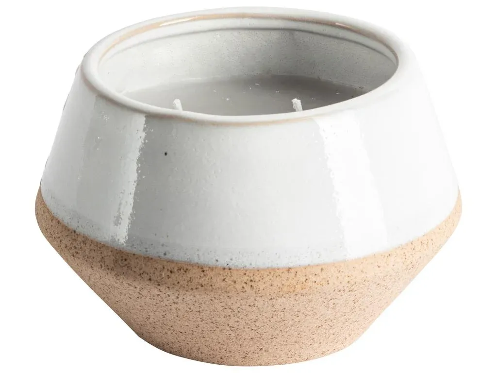 Kaars - Beige/Wit - ø15x7,4 cm