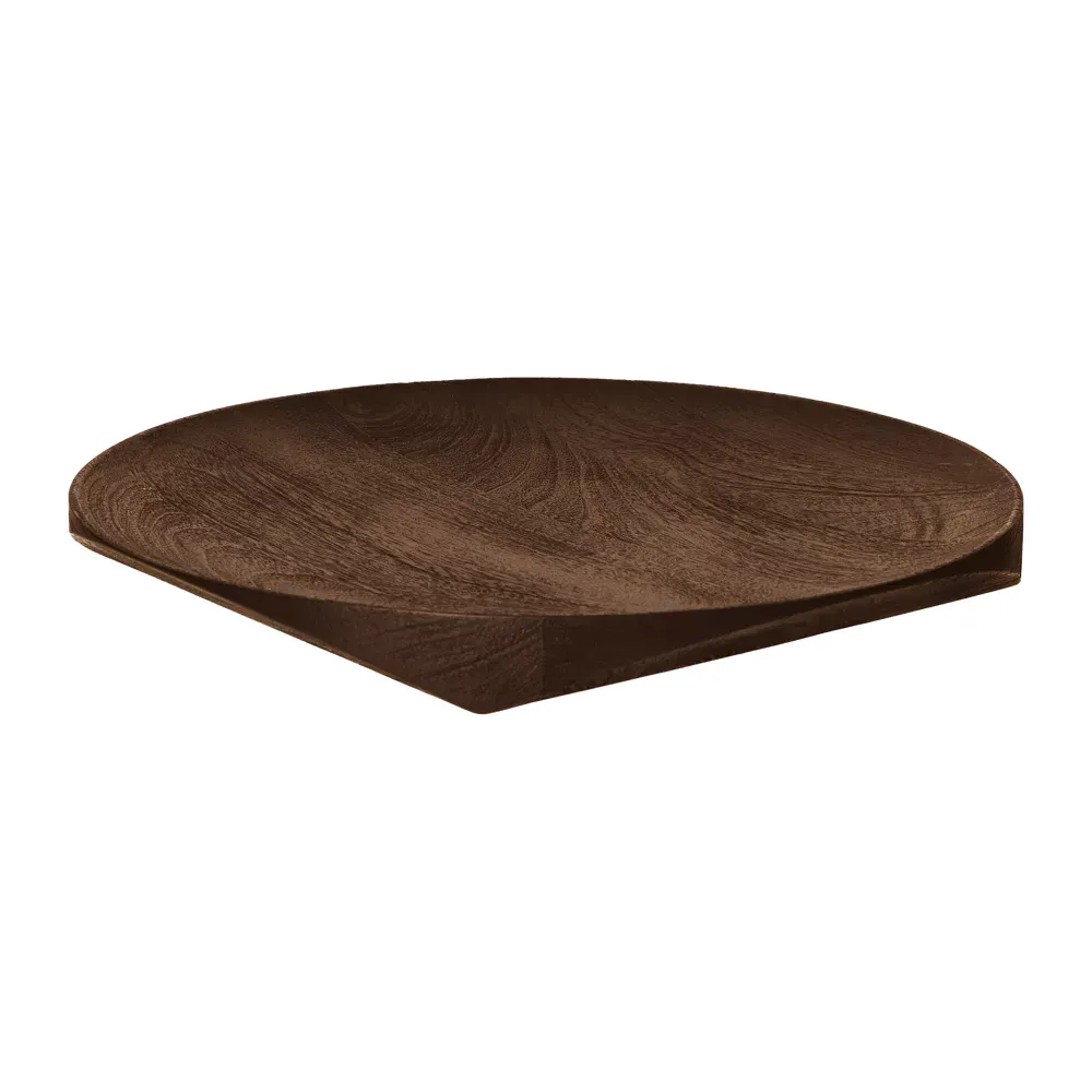 Dienblad - mango hout - DIA 40 x H 4 cm - walnoot