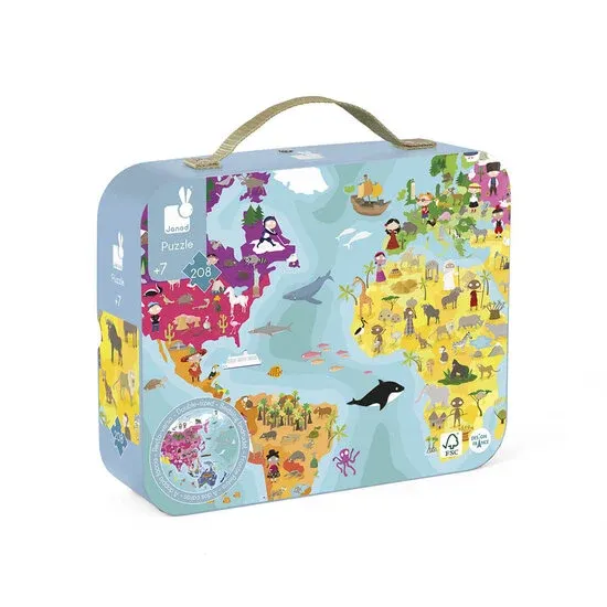 Janod - Puzzel De wereld - 208st