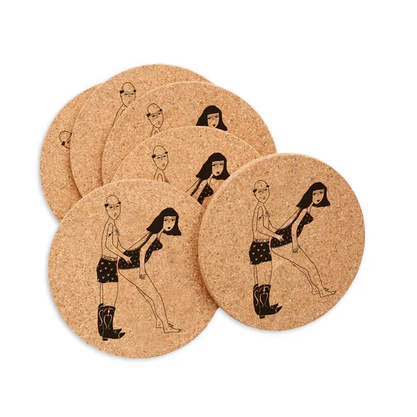 Helen B - Onderzetters Kurk - K - Set van 6