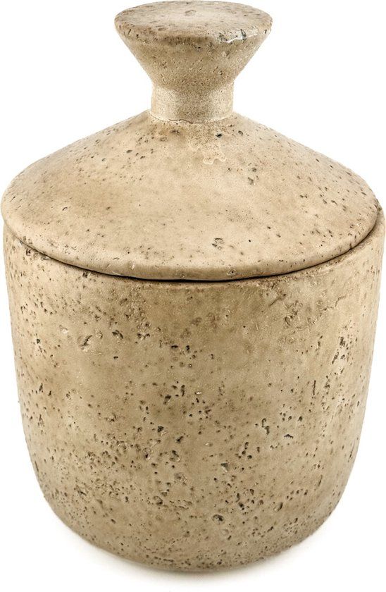 Aardewerk potje met deksel beige