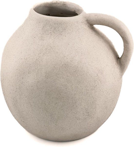 Aardewerk vaas natural beige - 22x20x19,5cm