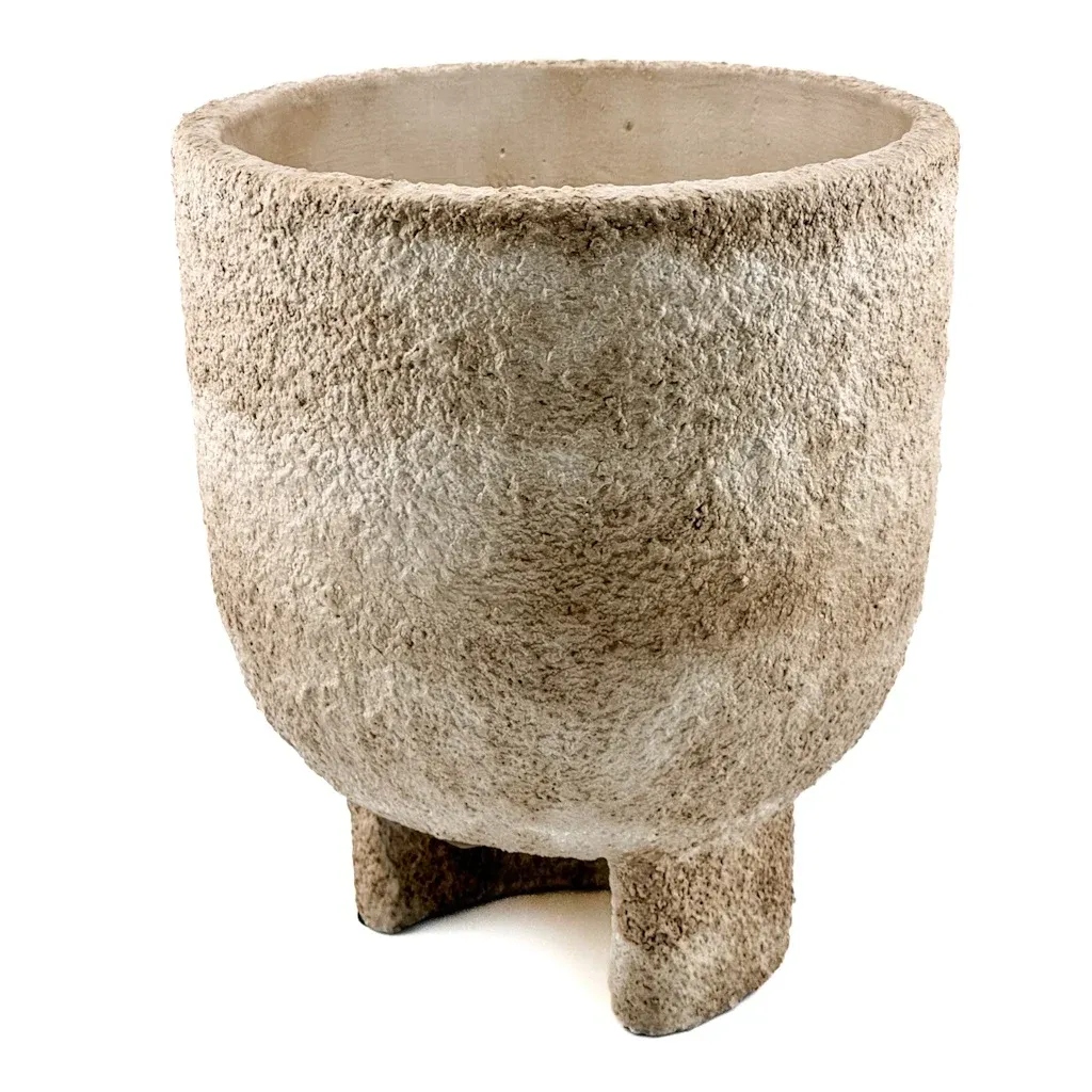 Aardewerk bloempotje beige - Large