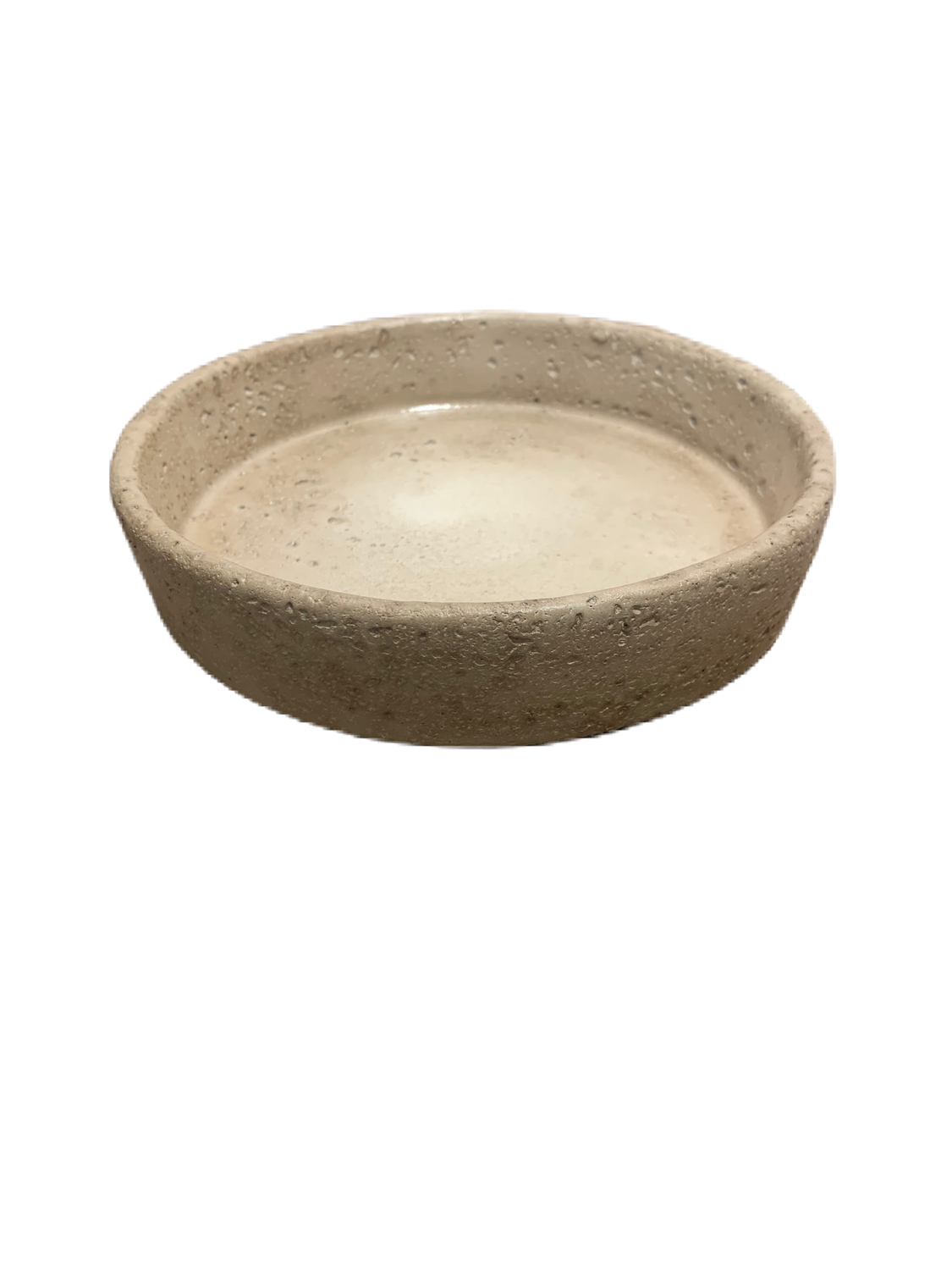 Aardewerk dienblad rond beige - 18x18x4cm