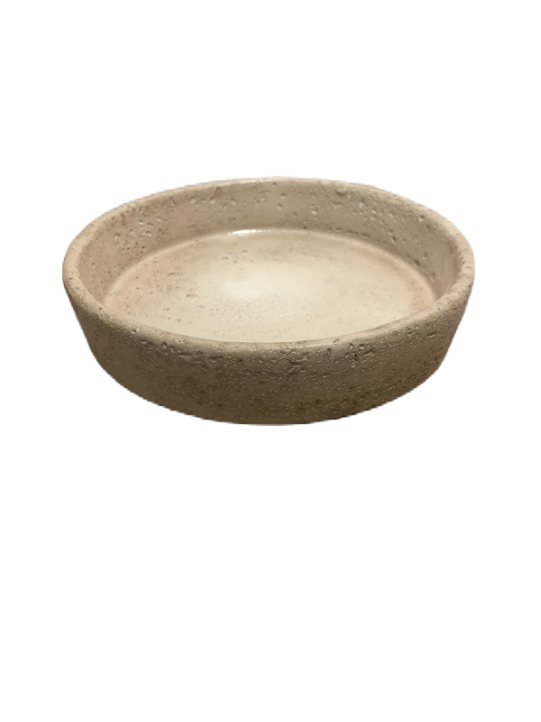 Aardewerk dienblad rond beige - 18x18x4cm