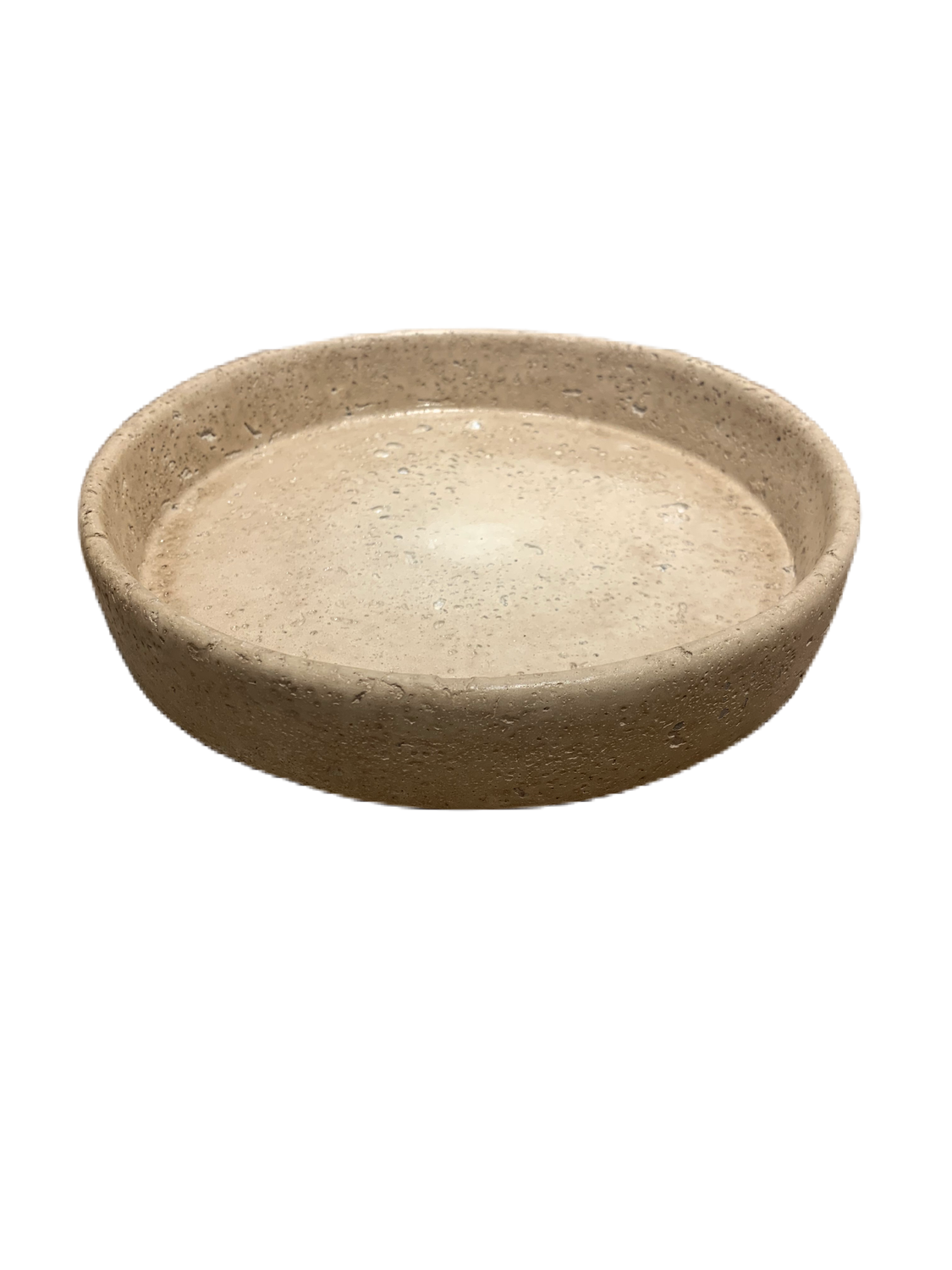 Aardewerk dienblad rond beige - 23x23x4,5cm