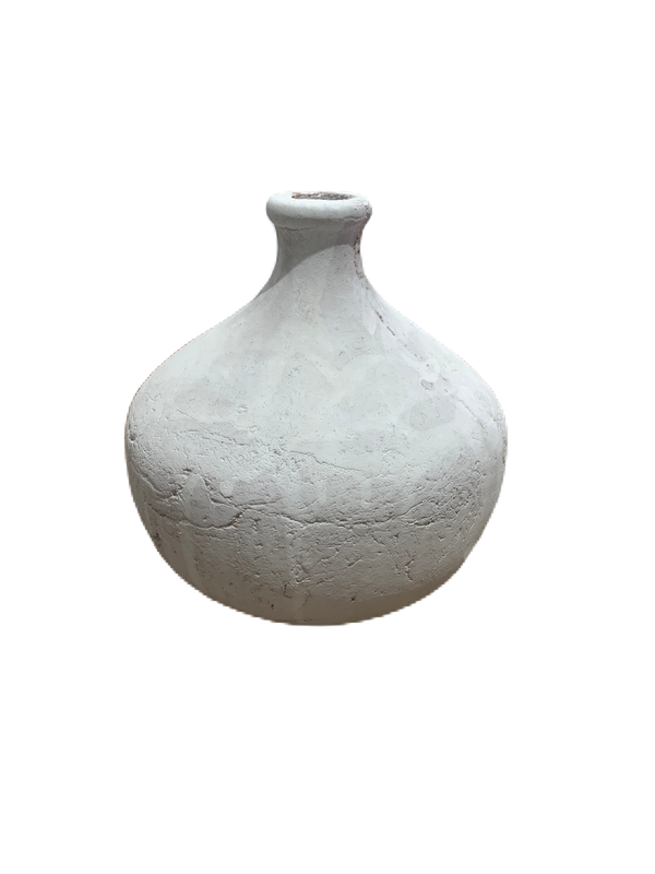 Aardewerk vaas wit - 15x15x14cm