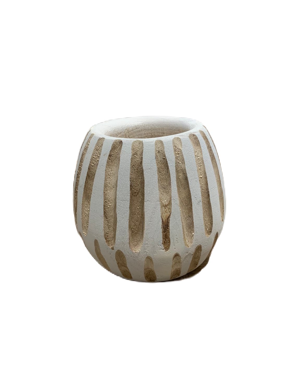 Bloempot Ying - hout - wit - small - Ø 15 cm