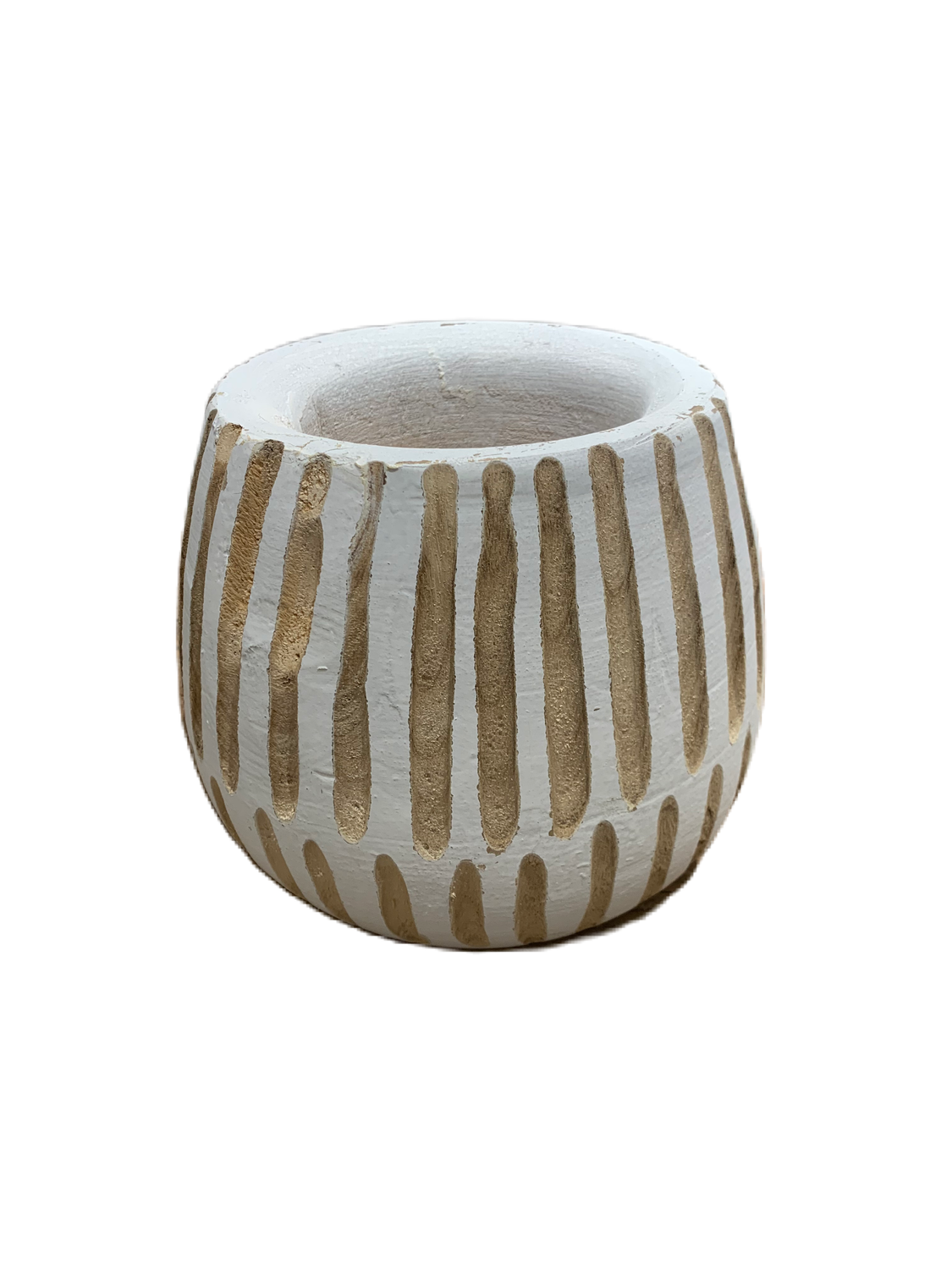 Bloempot Ying - hout - wit - medium - Ø 20 cm