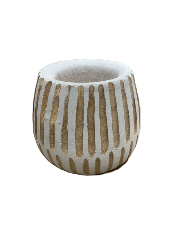 Bloempot Ying - hout - wit - medium - Ø 20 cm