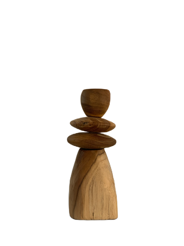 Stenen Design - Teak Kandelaar - 25cm
